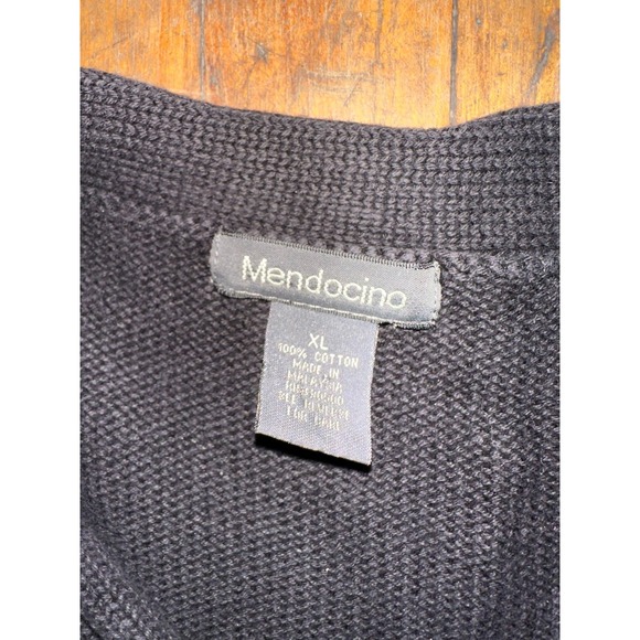 Mendocino Sweater Mens XL Black Ribbed Hem & Cuff Long Sleeve V Neck Pullover - Picture 3 of 7